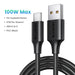 UGREEN 6A USB Type C Cable For Huawei Mate 60 Honor 100W/88W Fast Charging Charge USB C Cord Cable For Xiaomi USB C Super Charge 100W PVC Black CHINA