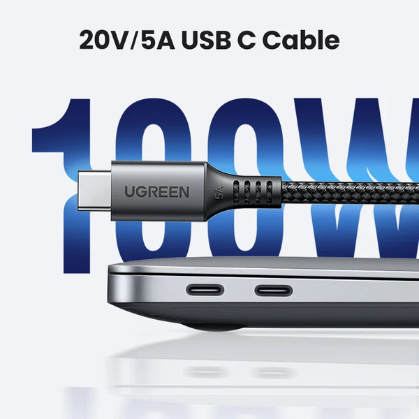 ខ្សែសាក UGREEN 100W USB C ទៅ USB Type C សម្រាប់ iPhone 17 16 15 MacBook Samsung S25 S24 QC4.0 សាកថ្មលឿន ខ្សែសាក USB C USB 5A