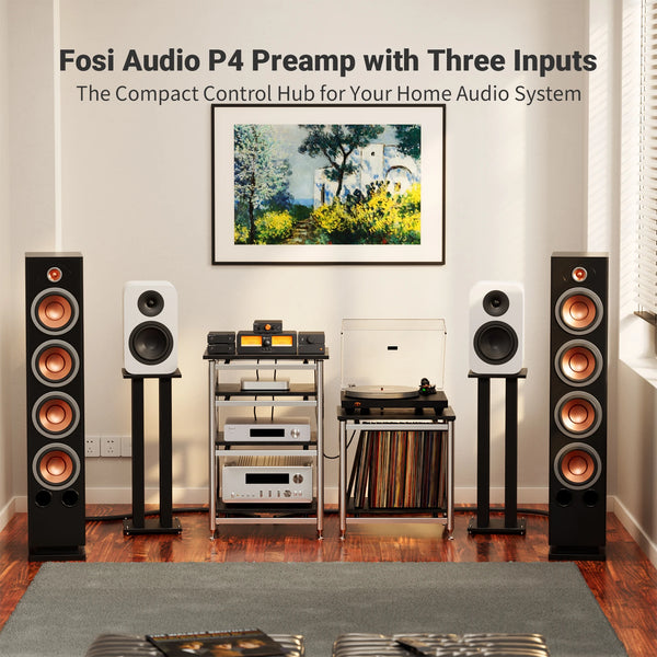 ឧបករណ៍បំពងសម្លេងជាមុន Fosi Audio P4 HiFi៖ ច្រកចូល RCA ចំនួន 3, EQ/Bypass, Op-Amps ដែលអាចប្តូរបាន, ការគ្រប់គ្រងសម្លេង Treble និង Bass សម្រាប់ប្រព័ន្ធ Audiophile