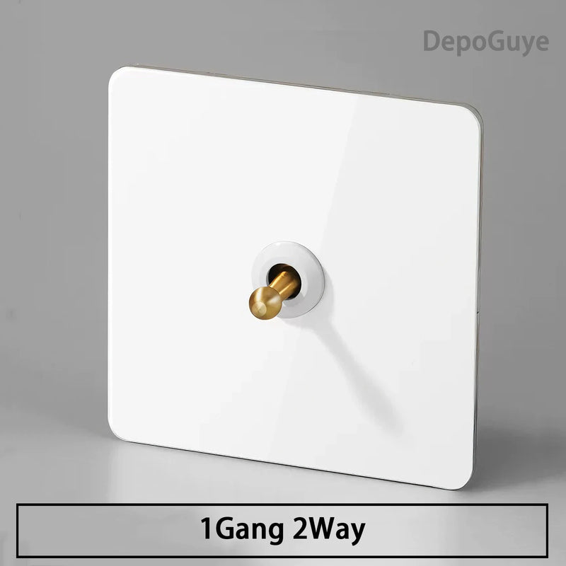 Stainless Steel Panel Retro Toggle Light Switch Gold/Black/White Wall Lamp Brass Lever EU UK Standard 1-4Gang Home Decoration