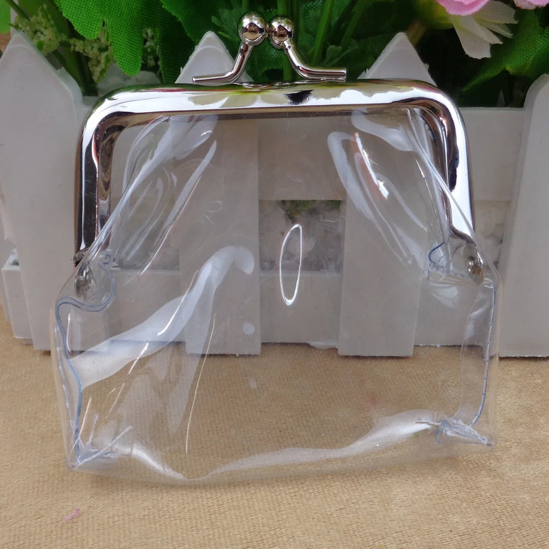 Mini Coin Purse Clear,Retro Kiss Lock Mini Coin Purse Transparent Design for Lipstick, Earbuds & Small Items, Portable。