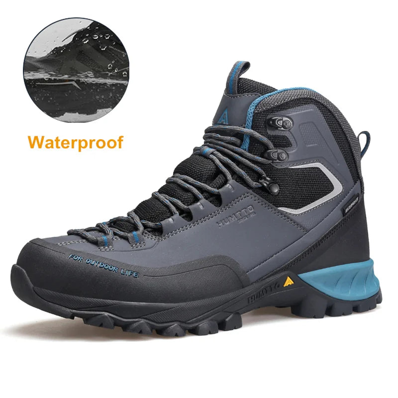 HUMTTO Waterproof Boots for Men Luxury Designer Outdoor Hiking Shoes Climbing Trekking Sneakers Leather Safety Mens Ankle Boots