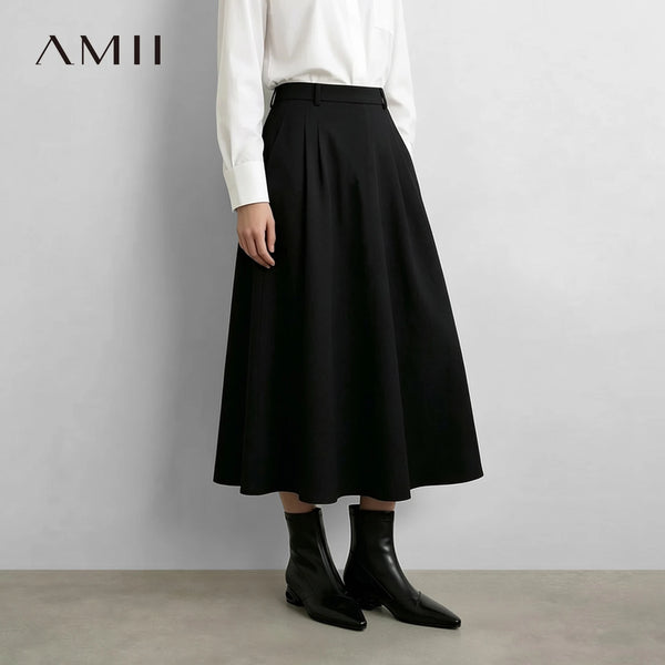 សំពត់ខ្លី Amii កប្បាសរាងអក្សរ A សម្រាប់នារី ចង្កេះខ្ពស់ រលុង ហោប៉ៅ ស្លីម សម្លៀកបំពាក់សម្រាប់នារី រដូវស្លឹកឈើជ្រុះ ឆ្នាំ២០២៦ 12623061