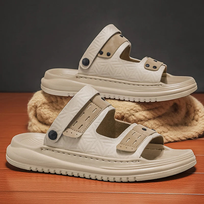 Men's soft sole casual sandals summer new breathable light outdoor walking beach shoes fashion sports dual-use driving slippers
