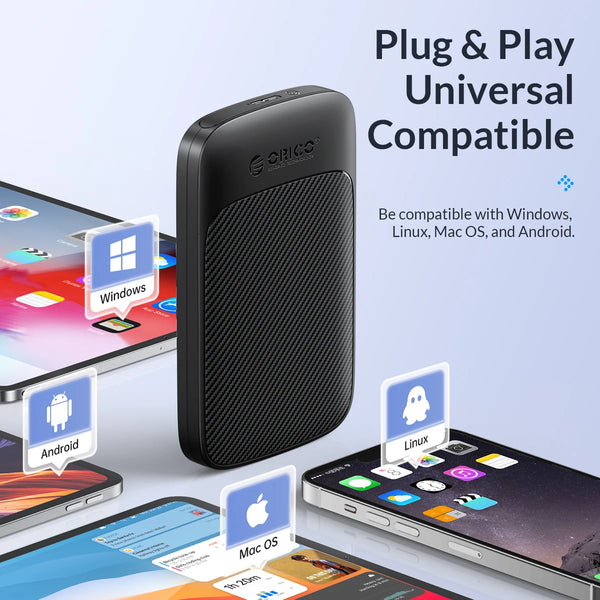 ORICO USB3.1 6Gbps HDD Enclosure SATA to Type-C HDD SSD Hard Drive Enclosure Support UASP for 7~9.5mm 2.5 Inch SSD/HDD