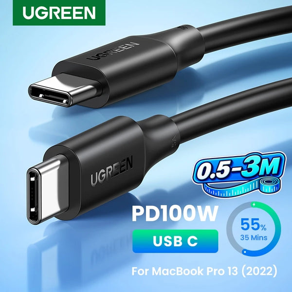 ខ្សែសាក UGREEN PD100W/60W USB C ទៅ USB C សម្រាប់ iPhone 17 MacBook iPad ខ្សែសាកលឿន 5A/3A Type C ខ្សែសាកលឿន PD 0.5-3M