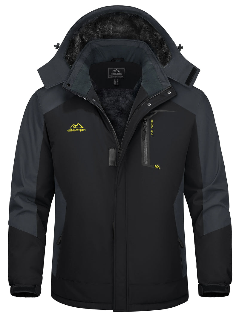 TACVASEN Mens Winter Padded Ski Snow Coats Waterproof Fleece Insulated Parka Jackets Outdoor Snowboard Warm Daily Raincoat