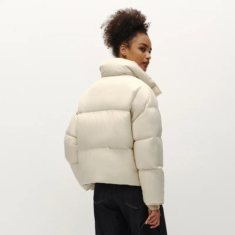 Semir Women Down Jacket Water Repellent 90 Percent Down Fill Layered Look Loose Fit Puffer Shape 2026 Winter Warm Insulation
