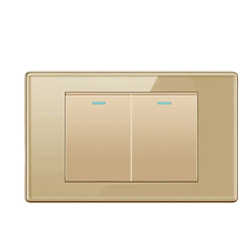 Depoguye US Mexico Wall Light Switch Socket 5V 2.1A USB Type-c Charger Plug,Golden Glass Panel American Standard Power Outlet