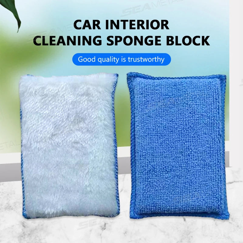 SEAMETAL 3PCS Soft Double Side Microfiber Scrubbing Sponge Car Leather Cleaning Microfiber Towel Wax Sponge Car Clean Tools