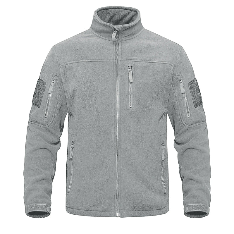 TACVASEN Full Zip Up Green Fleece Jacket Thermal Warm Work Coats Mens Zipper Pockets Casual Hiking Training Outwear Windbreaker