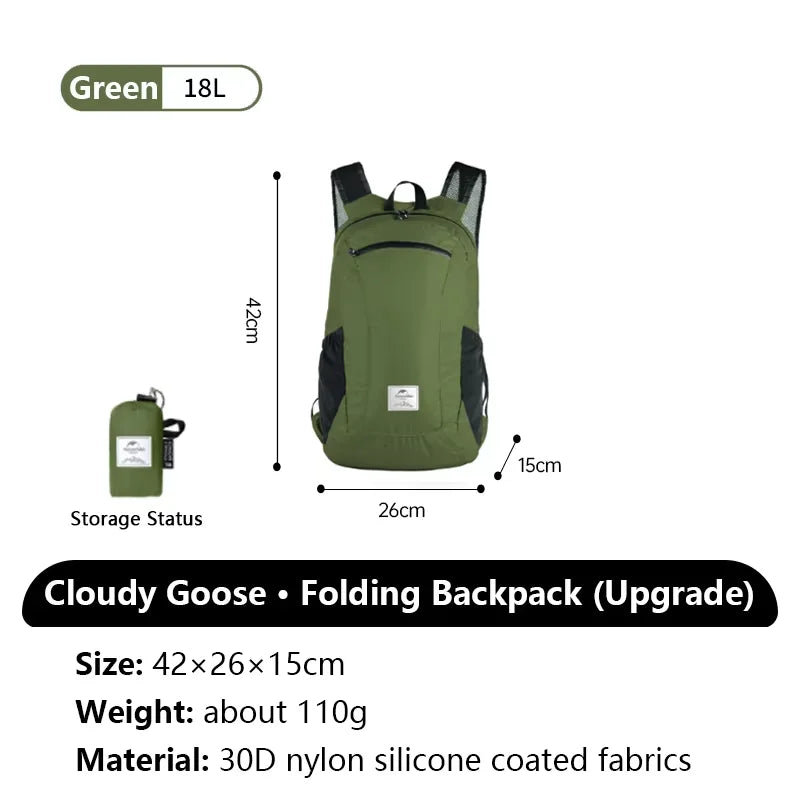 Naturehike 18L 22L 25L 30L Silicone Folding Backpack Lightweight Portable Waterproof Outdoor Camping Hiking Shoulder Skin Bag