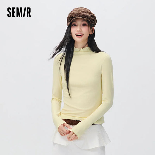 អាវយឺតប៉ាក់ Semir សម្រាប់នារី ក្តៅឧណ្ហៗ ក ស្មាធម្មតា ស្លីមសម សម្រាប់ពាក់ប្រចាំថ្ងៃ រដូវរងាថ្មី ឆ្នាំ២០២៦