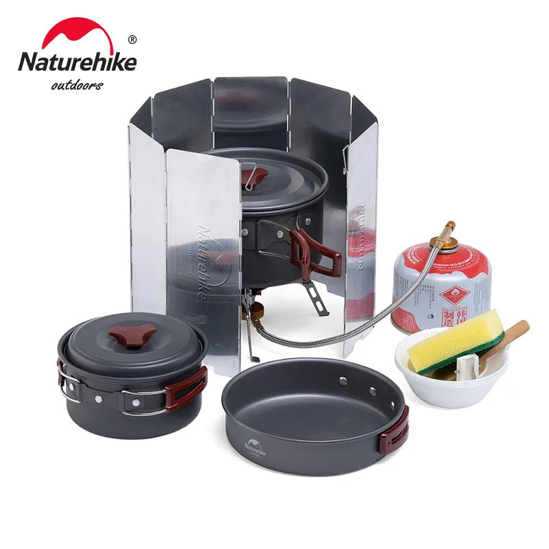 Naturehike Camping Pot Ultralight Camping Cooking Utensils Outdoor Tableware Pot Set Hiking Picnic Travel Cookware Camp Cooking