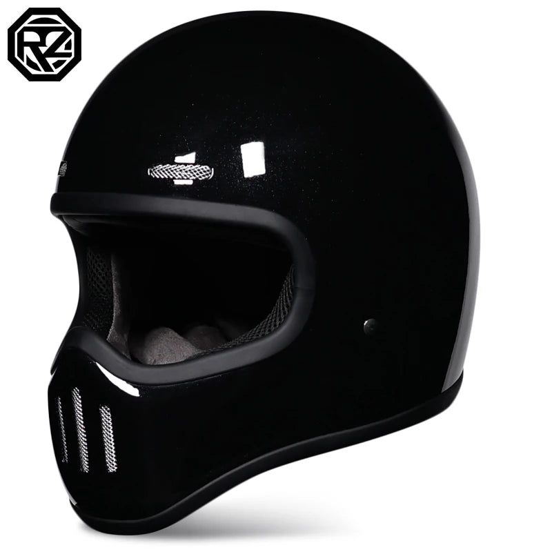 ORZ Retro Motorcycle Helmet Carbon Fiber/Fiberglass Material Cruising Devil Knight Heavy Motorcycle Full Helmet 801 M-XL