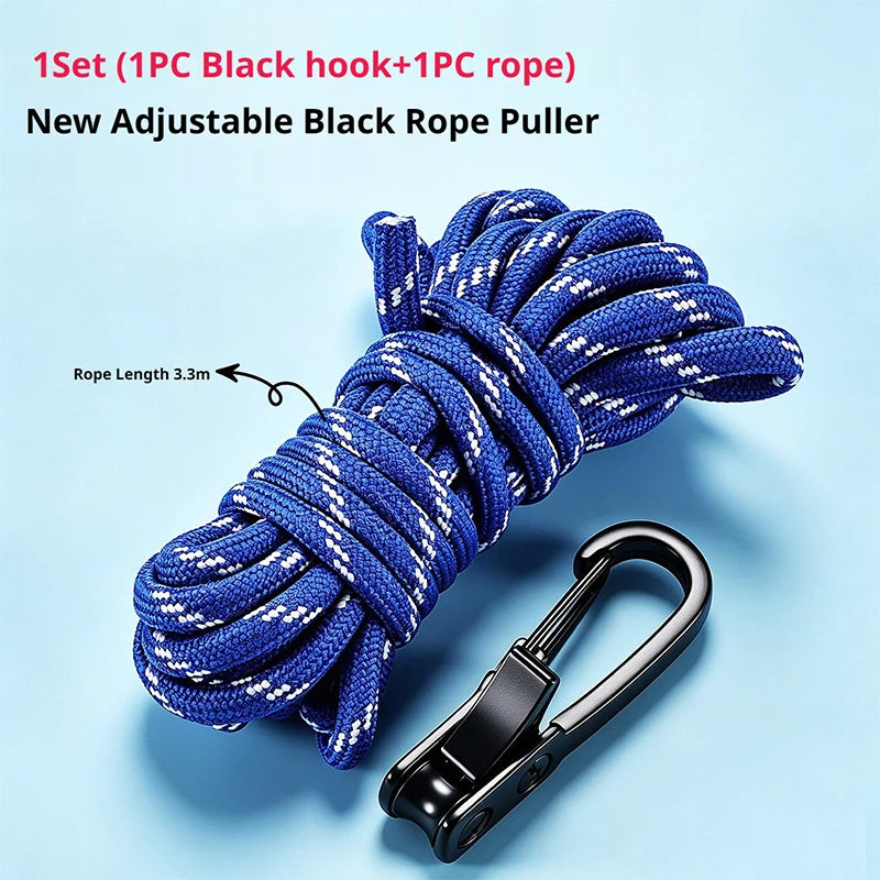 SEAMETAL Aluminum Alloy Tent Rope Tensioner Stainless Steel Self Lock Rope Adjuster Anti-Slip Tarp Tightener Outdoor Accessories