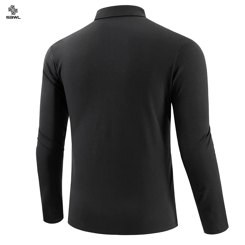 SBWL Autumn and Winter Fashion Outdoor Sports Long Sleeve Stand Collar T-Shirt Running Fitness Breathable Base Shirt Tops