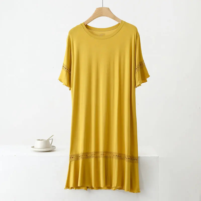 Large Size Modal Night Wear For Women Nightie Oversized Short Sleeve Nightgowns Female Lounge Nightdress New Vestido Mujer