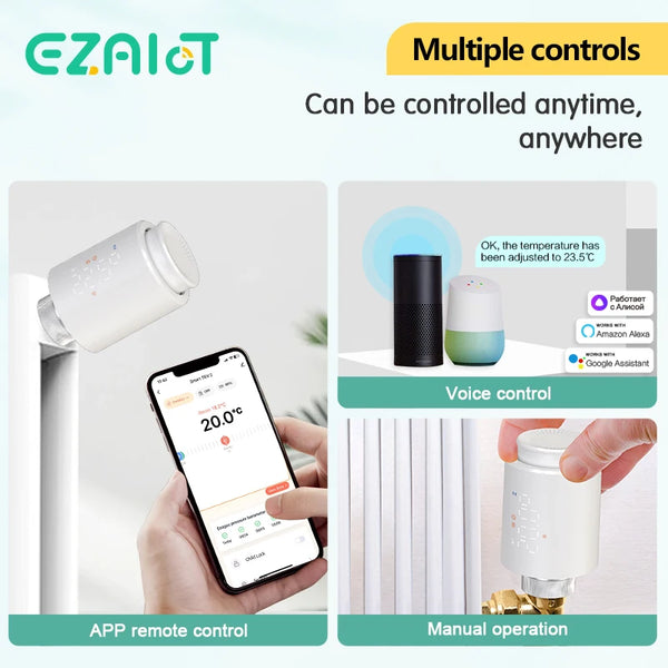 វ៉ាល់កម្តៅ TRV ឆ្លាតវៃ WiFi/ZigBee ឧបករណ៍បញ្ជាកម្តៅវិទ្យុសកម្ម Tuya ឧបករណ៍បញ្ជាដែលអាចសរសេរកម្មវិធីបាន Alexa Google Voice Control
