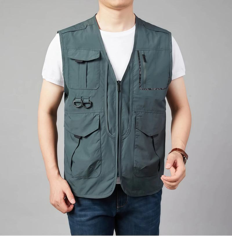 Sleeveless Jacket Cargo Vests Men Outdoor Multi Pockets Photography Summer Thin Mesh Breathable Waistcoats Male Casual Vests