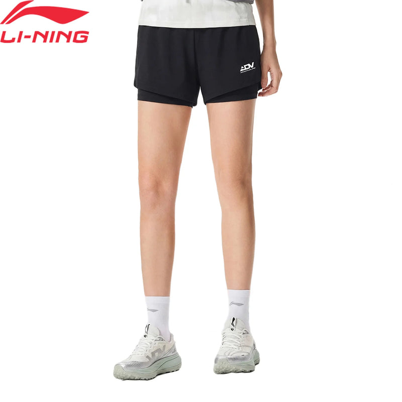 ខោរត់ Li-Ning សម្រាប់នារី 2 ក្នុង 1 ស្ងួត 88% Polyester 12% Elastane ការពារកម្តៅថ្ងៃ ខោស្ព័រ LiNing មានផាសុកភាព AKSW122