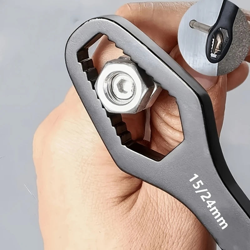Heavy-Duty Adjustable Ratchet Wrench with Self-Locking Mechanism-All in One Multi-Headed Tool,SAE & Metric Sizes,for Automotive