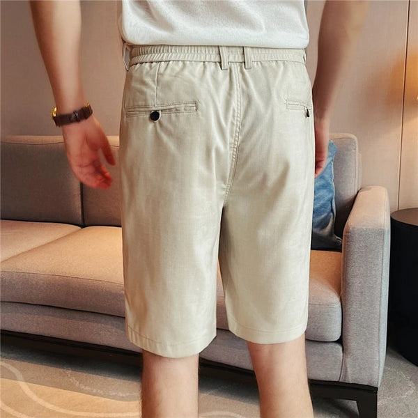 Men's Premium Lyocell-Linen Blend Shorts – Wrinkle-Resistant Elastic Waist Relaxed Fit Casual 5-Inch Shorts for Summer