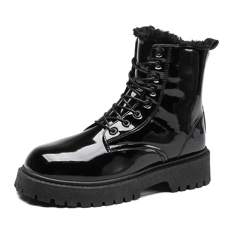 Men's Warm Plush High-Top Boots Winter Soft-Sole Non-Slip Outdoor Casual Boots Fashion Plus Size Unisex Versatile Snow Work Shoe
