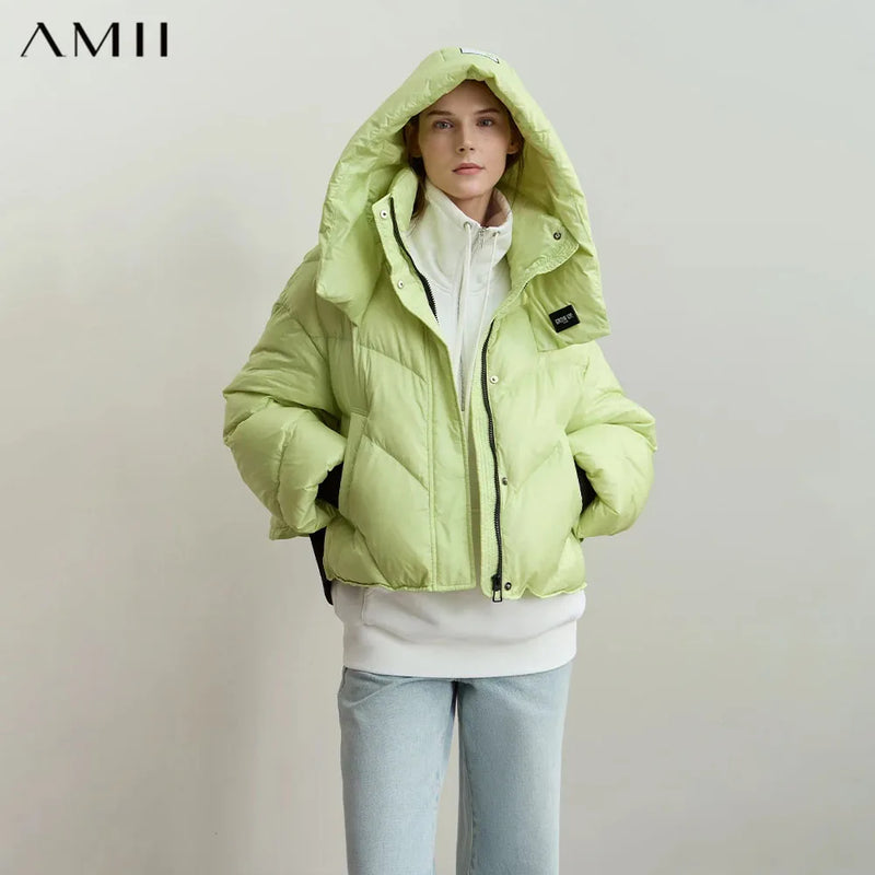 អាវក្រៅ AMII Minimalist សម្រាប់នារី មានមួក និងសញ្ញាសម្គាល់ដែលអាចដោះចេញបាន រដូវរងាឆ្នាំ ២០២៦ អាវក្រៅថ្មី មានខ្សែរ៉ូត រលុង និងស្រួលពាក់ 12444032