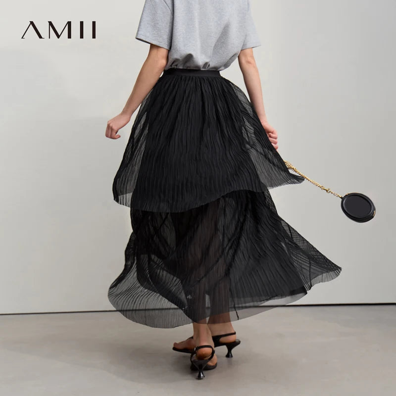 សំពត់វែង Amii រដូវស្លឹកឈើជ្រុះឆ្នាំ ២០២៦ ថ្មីសម្រាប់ថ្ងៃឈប់សម្រាកធម្មតា ចង្កេះបត់ សំពត់វែងសំណាញ់សម្រាប់ស្ត្រី រលុង រឹងមាំ សម្លៀកបំពាក់ស្ត្រីដែលអាចប្រើប្រាស់បានច្រើនយ៉ាង 12621001