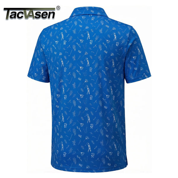 TACVASEN Mens Golf Shirt Moisture Wicking Quick-Dry Print Performance Polo Shirts for Men Lightweight Casual Work Outdoor Tops