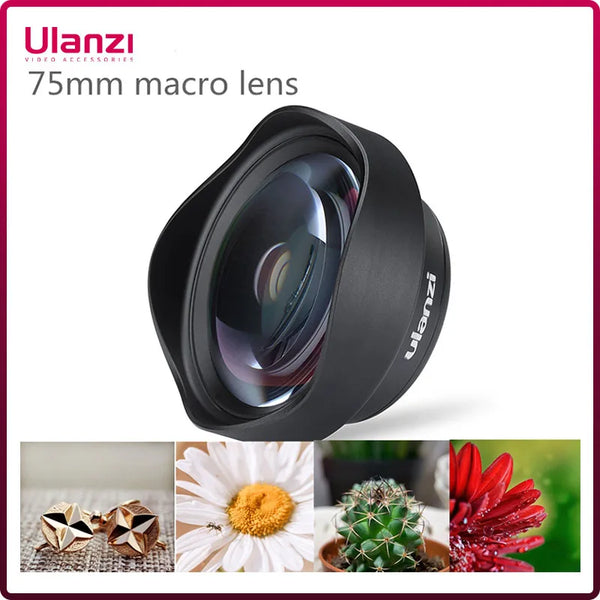 កែវថត Ulanzi 75MM 10X Super Macro Lens កែវថតទូរសព្ទ កែវថតទូរសព្ទខ្សែ 17MM ជាមួយឈុតសម្រាប់ iPhone 15 14 Sumsang