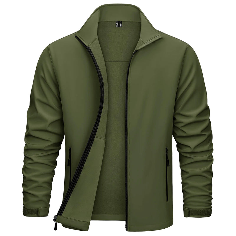 TACVASEN Men's Outdoor Waterproof Hiking Jackets Full Zip Up Fleece Work Jacket Coat Trekking Camping Fishing Windbreaker Male