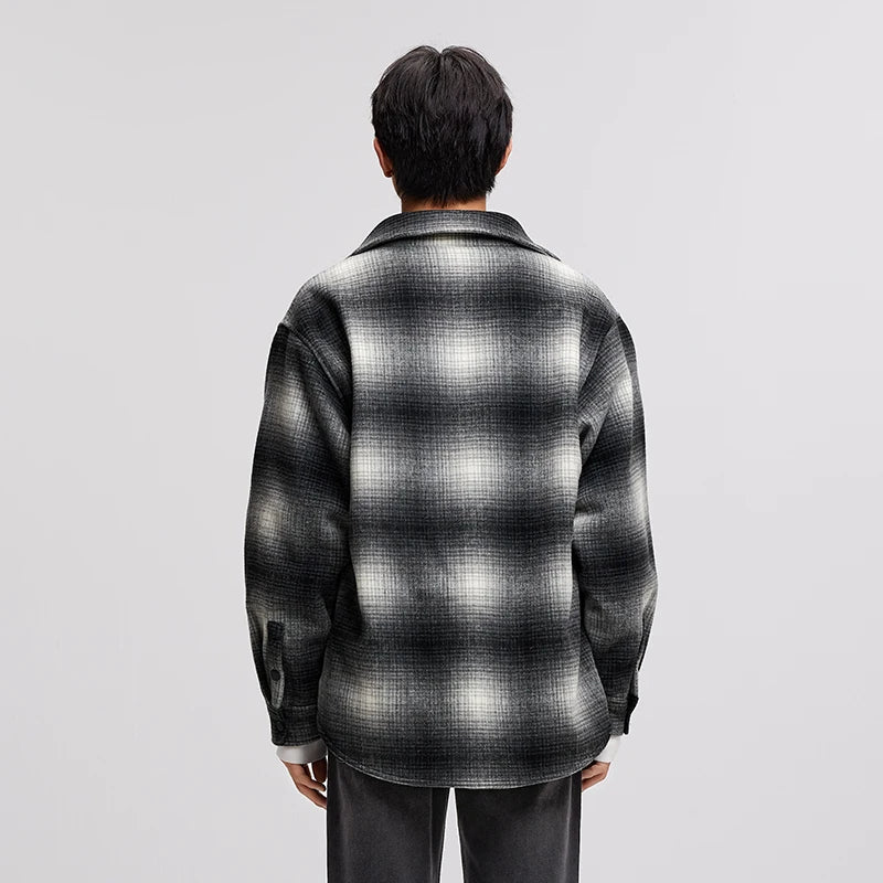 Semir Woolen Coat Men 2024 New Winter Fleece Classic Plaid Jacket Retro Versatile
