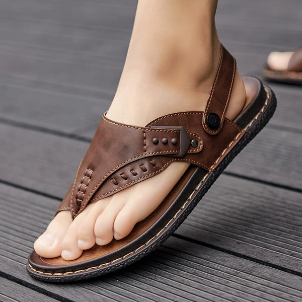 Flip-Flops Sandals Summer New Men's High-Quality Soft-Sole Non-Slip Casual Slippers Beach Shoes Fashion Dual-Use Sports Slippers