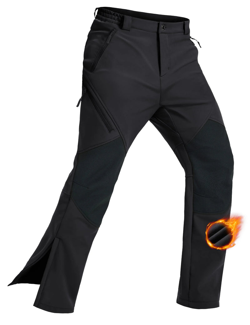 TACVASEN Men's Winter Hiking Pants Fleece Lined Waterproof Softshell Trousers Warm Snow Ski Moutain Insulated Pants with Pockets