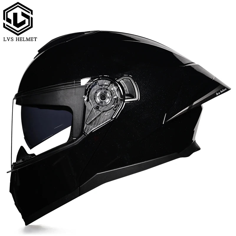 LVS-909S Modular Flip Helmet Double Lens Full Face Motorcycle Helmet DOT Approved Personalized Large Tail Wing