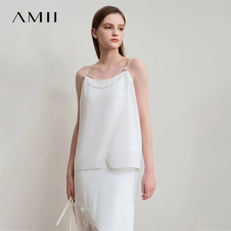 អាវកាក់ Amii Minimalism Luxury Camisole ឆ្នាំ ២០២៥ រដូវក្តៅ មុខរបរជប់លៀង ថ្មី អាវក្រណាត់ Chiffon រាងអង្កាំ អាវស្រាល ឆើតឆាយ សម្រាប់នារី 12552095