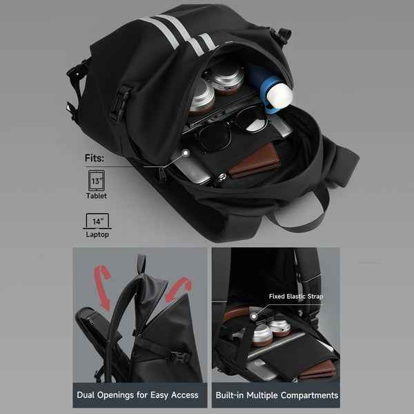 Tigernu 15.6 inch Waterproof Motorcycle Backpack With Reflective Strip Fit For Full Face Helmet For Outdoor Riding