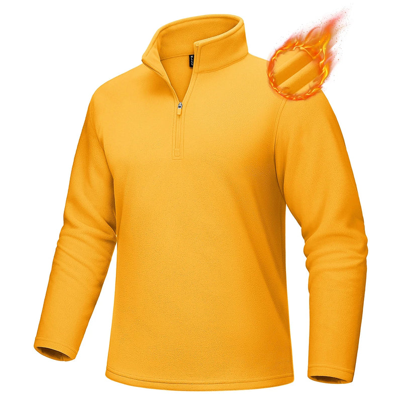 TACVASEN 1/4 Zipper T-shirts Men's Long Sleeve Turtleneck Fleece Spring Autumn Casual Warm Tops Athletic Running Spoorts Shirt