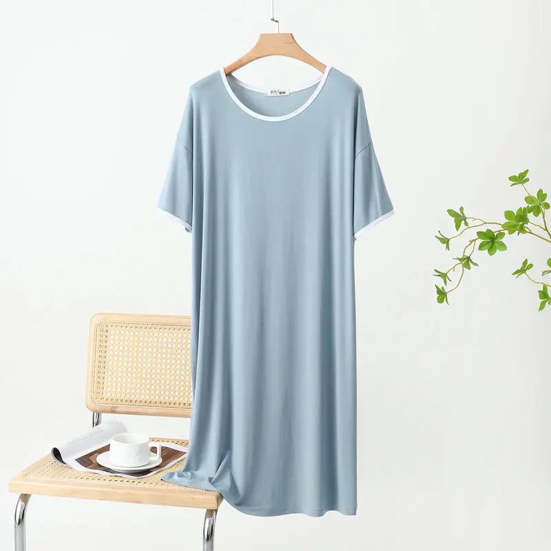 Short Sleeve Modal Sleepwear Dress Women Casual Summer Nightgowns Loose Ladies Night Wear Shirt Homewear Sleep Clothes