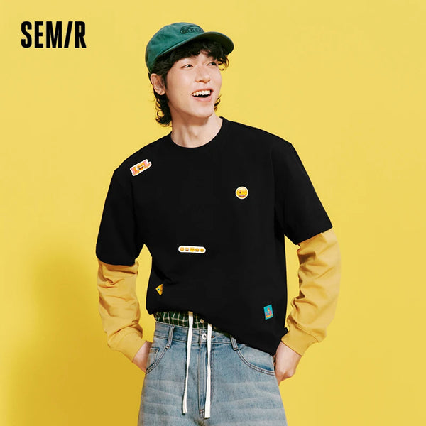 អាវយឺតបុរស Semir ដៃខ្លីបោះពុម្ពកប្បាស 2026 ម៉ូដសាមញ្ញសម្រាប់រដូវក្តៅ