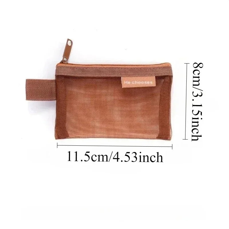 Mini mesh storage bag with zipper seal, lightweight nylon, lightweight and odorless; perfect for travel, stationery storage.