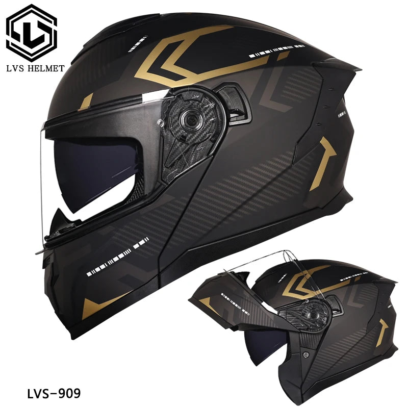 LVS latest motorcycle helmet with built-in sunshade modular flip helmet DOT approved cascos modular roof helmets