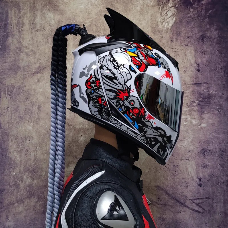 Motorcycle full face helmet double lens fashion quick release racing helmet Casco Casque Moto approved motorcycle accessories