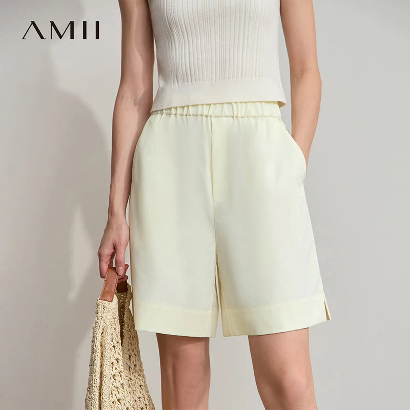 ខោខ្លី Amii សម្រាប់នារី រចនាប័ទ្មថ្មី ងាយស្រួលប្រើ ចង្កេះយឺត ជើងធំទូលាយ ខោខ្លីធម្មតា 12522073