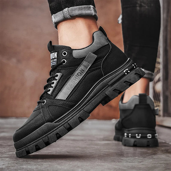 Men's boots four seasons new soft sole anti-slip comfortable outdoor casual work boots fashion Joker high top boots Safety shoes
