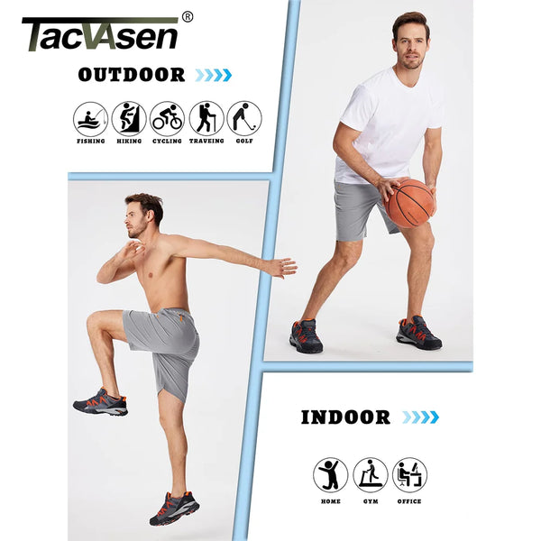 TACVASEN Quick Dry Athletic Running Shorts with Zipper Pockets Men's Summer Shorts for Gym Training Workout Hiking Casual Shorts