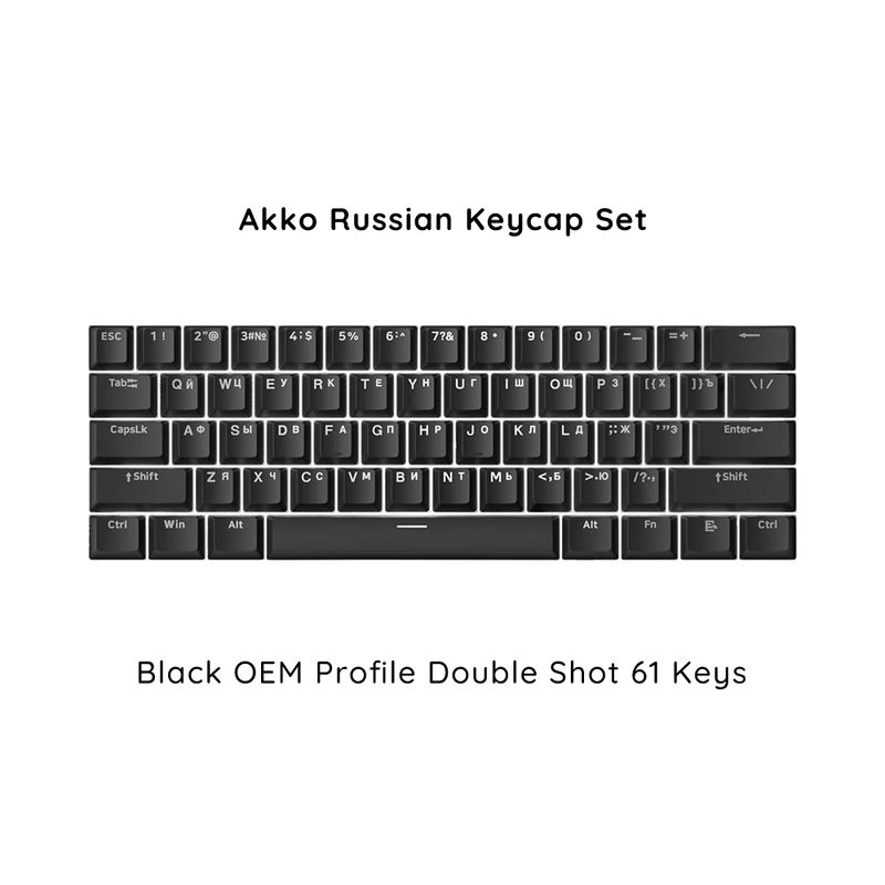 Akko Russian Keycap Set ASA/OEM/Cherry Profile 61 68 84 88 108 Keys Canned PBT Double Shot Mechanical Keyboard Cyrillic Keycaps