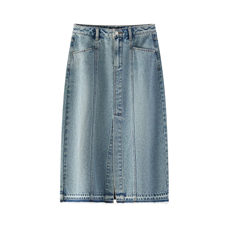 Semir Women Skirt Panelled 2026 Side Split Raw Hem Straight Urban Casual Everyday Style Soft Comfortable Daily Wear Trendy